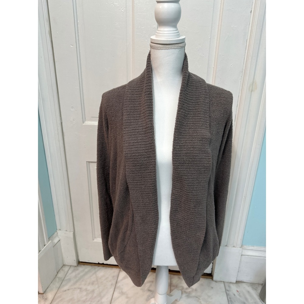 Barefoot Dreams CozyChic Lite Cardigan Taupe Shawl Collar Women XS S